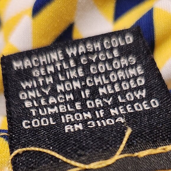 New Directions Petite Vintage Top PL Blue Yellow White Short Sleeve Blouse - Picture 7 of 8